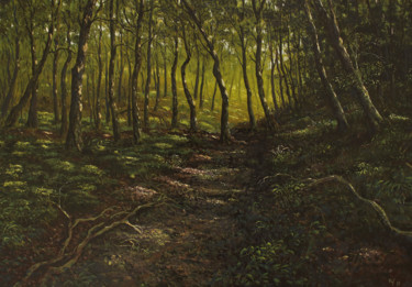 Painting titled "lesní pěšina" by Radek Wolejník, Original Artwork, Oil
