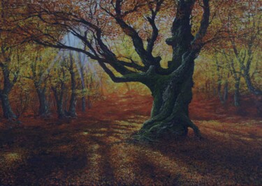 Painting titled "Nedotknutelní strom" by Radek Wolejník, Original Artwork, Oil