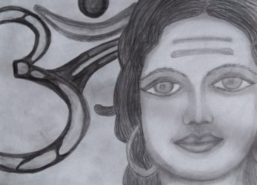 Drawing titled "Shiva" by Radharani, Original Artwork, Pencil