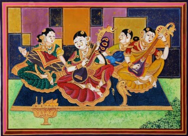 Картина под названием "“Carnatic classical…" - Radhika G, Подлинное произведение искусства, Акрил