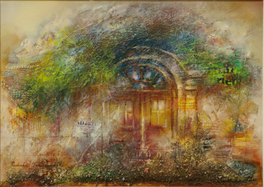 Painting titled "Vintage Door" by Radinka Gardinovacki, Original Artwork, Oil