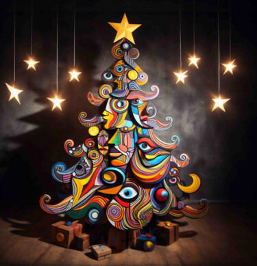 Цифровое искусство под названием "Christmas tree in f…" - Art$Art, Подлинное произведение искусства, 2D Цифровая Работа