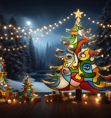 Digitale Kunst mit dem Titel "Christmas tree in c…" von Art$Art, Original-Kunstwerk, 2D digitale Arbeit