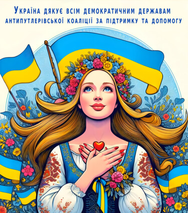 Arte digitale intitolato "Ukraine thanks all…" da Art$Art, Opera d'arte originale, Lavoro digitale 2D