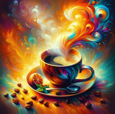 Arte digital titulada "Cup of aromatic cof…" por Art$Art, Obra de arte original, Trabajo Digital 2D