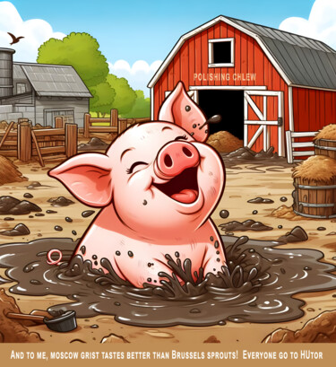 Arts numériques intitulée "Happy swine takes m…" par Art$Art, Œuvre d'art originale, Travail numérique 2D
