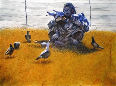 Painting titled "Rags & Feathers" by Gregory Radionov, Original Artwork