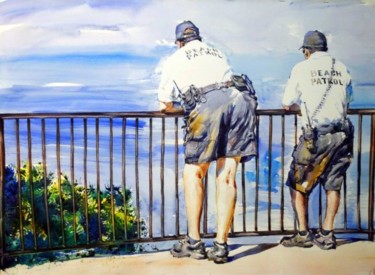 Painting titled "Beach patrol" by Gregory Radionov, Original Artwork