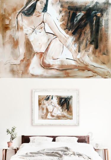 Malerei mit dem Titel "Female figure paint…" von Anna Radis (Anna Radis Art), Original-Kunstwerk, Acryl