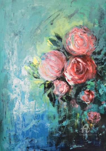 Картина под названием "Roses" - Anna Radis (Anna Radis Art), Подлинное произведение искусства, Акрил