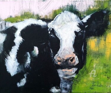 Painting titled "Cow" by Anna Radis (Anna Radis Art), Original Artwork, Acrylic