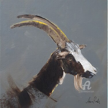 Painting titled "Goat" by Anna Radis (Anna Radis Art), Original Artwork, Acrylic