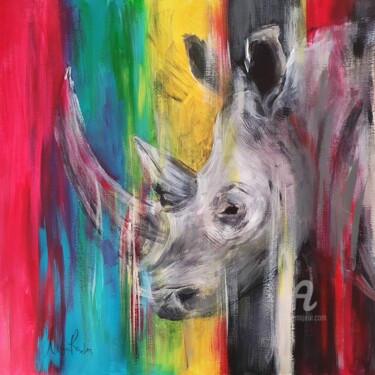Картина под названием "Rhino" - Anna Radis (Anna Radis Art), Подлинное произведение искусства, Акрил