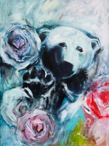 Painting titled "Polar bear" by Anna Radis (Anna Radis Art), Original Artwork, Acrylic