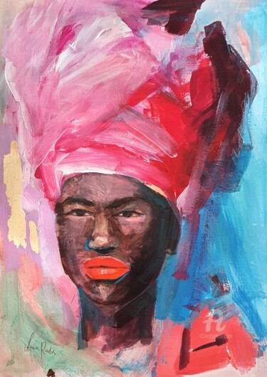 Malerei mit dem Titel "African beauty" von Anna Radis (Anna Radis Art), Original-Kunstwerk, Acryl