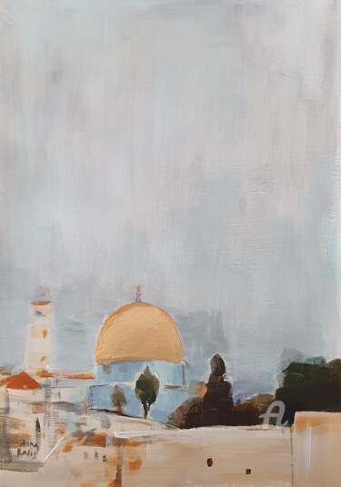Schilderij getiteld "Jerusalem Old City…" door Anna Radis (Anna Radis Art), Origineel Kunstwerk, Acryl
