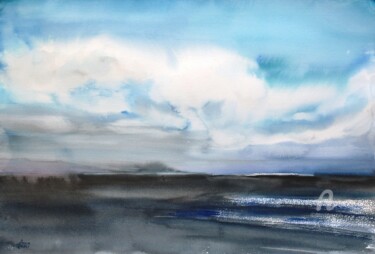 Schilderij getiteld "Cloudy Day" door Anna Radis (Anna Radis Art), Origineel Kunstwerk, Aquarel