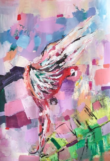 Malerei mit dem Titel "Ara parrot" von Anna Radis (Anna Radis Art), Original-Kunstwerk, Acryl