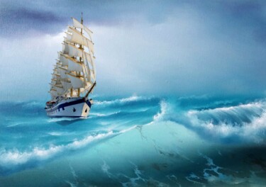 Digital Arts titled "Sailing ship at sea…" by Radiy Bohem, Original Artwork, Photo Montage