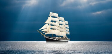 Digital Arts titled "Sailing ship drawin…" by Radiy Bohem, Original Artwork, Photo Montage