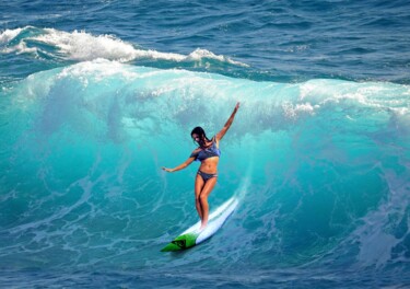 Arte digitale intitolato "surfing wave sea sp…" da Radiy Bohem, Opera d'arte originale, Lavoro digitale 2D