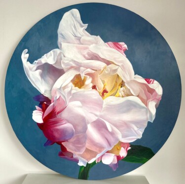 Painting titled "Blossoming Beauty,…" by Radmila Lipska, Original Artwork, Oil Mounted on Wood Stretcher frame