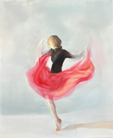 Painting titled "Dancer" by Radmila Lipska, Original Artwork, Oil Mounted on Wood Stretcher frame