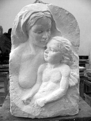 Sculpture titled "Motherhood" by Radoslaw Keler, Original Artwork, Stone