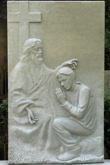 Sculpture titled "Tombstone" by Radoslaw Keler, Original Artwork, Stone