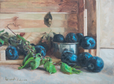Картина под названием "Blue plums" - Radosveta Zhelyazkova, Подлинное произведение искусства, Масло