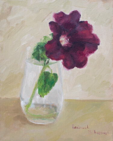 Painting titled "Purple Flower" by Radosveta Zhelyazkova, Original Artwork, Oil