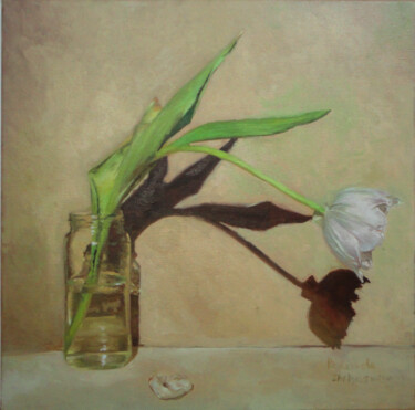 Painting titled "White tulip" by Radosveta Zhelyazkova, Original Artwork, Oil