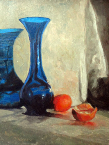 Malarstwo zatytułowany „Blue Vase” autorstwa Radosveta Zhelyazkova, Oryginalna praca, Olej