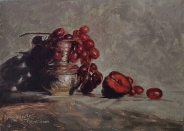 Pittura intitolato "Red Grapes" da Radosveta Zhelyazkova, Opera d'arte originale, Olio