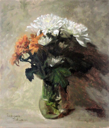 "Chrysanthemums" başlıklı Tablo Radosveta Zhelyazkova tarafından, Orijinal sanat, Petrol