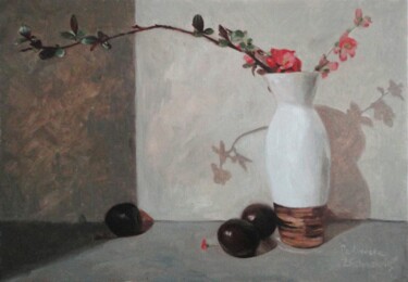Pintura titulada "Pink flowers and pl…" por Radosveta Zhelyazkova, Obra de arte original, Oleo
