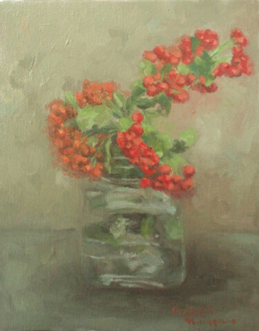 Painting titled "Red Fruits in jar" by Radosveta Zhelyazkova, Original Artwork, Oil