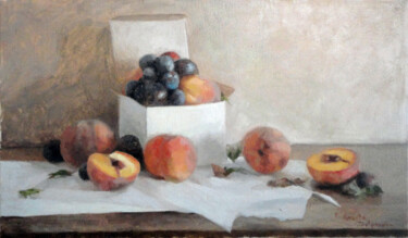 Pittura intitolato "Plums and peaches" da Radosveta Zhelyazkova, Opera d'arte originale, Olio