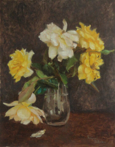 Painting titled "Yellow roses" by Radosveta Zhelyazkova, Original Artwork, Oil
