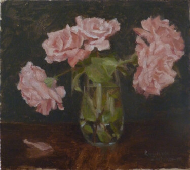 Pintura titulada "Roses in a vase" por Radosveta Zhelyazkova, Obra de arte original, Oleo