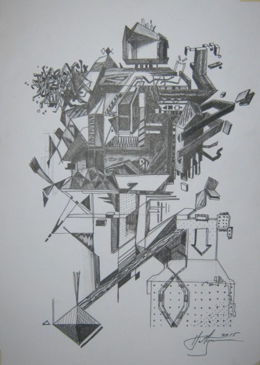 Zeichnungen mit dem Titel "Ink 5" von Predrag Radovanovic, Original-Kunstwerk, Tinte