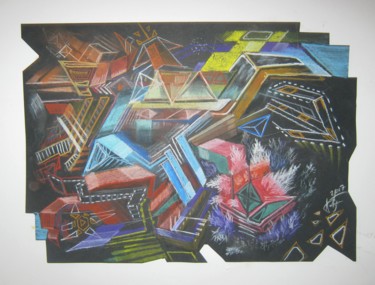 Dessin intitulée "Abstract B no name" par Predrag Radovanovic, Œuvre d'art originale, Pastel