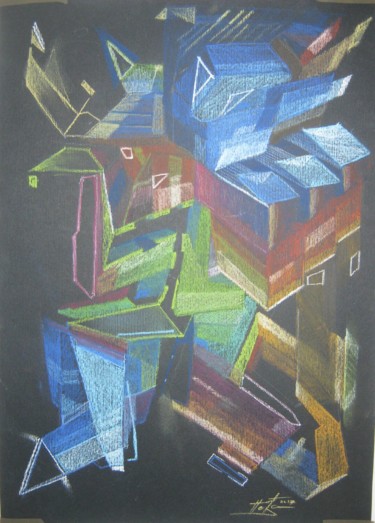 Dessin intitulée "Abstract B no name 1" par Predrag Radovanovic, Œuvre d'art originale, Pastel