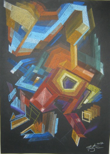 Disegno intitolato "Abstract B figurativ" da Predrag Radovanovic, Opera d'arte originale, Pastello