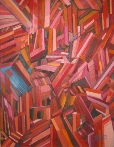 Peinture intitulée "abstract red" par Predrag Radovanovic, Œuvre d'art originale, Huile