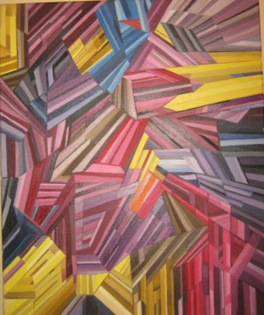 Картина под названием "Abstract red,yellow…" - Predrag Radovanovic, Подлинное произведение искусства, Масло