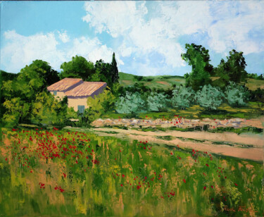 Painting titled "Paysage de printemps" by Radu Focsa, Original Artwork, Oil
