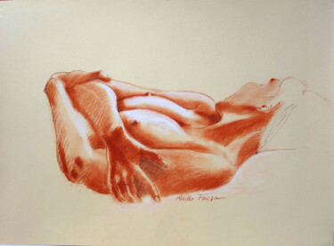 Dibujo titulada "Etude de nu n° 25" por Radu Focsa, Obra de arte original, Conté