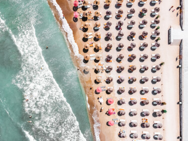 Ocean Print, Beach Umbrellas Print, Wall Decor, Aerial Beach Photography titled "Ocean Print, Beach…" by Radu Bercan, Original Art, Digital Photography