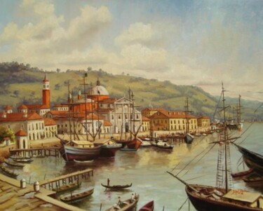 Painting titled "Barcos" by Rafael Bruschi, Original Artwork